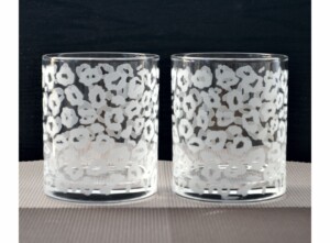 ヒョウ柄ペアオールドグラス・クリア２個セット