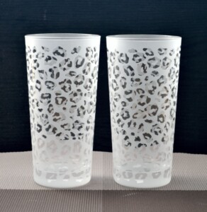 ヒョウ柄ペアタンブラーグラス・すりガラス２個セット